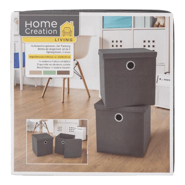Boîtes de rangement avec couvercle, 2 pcs