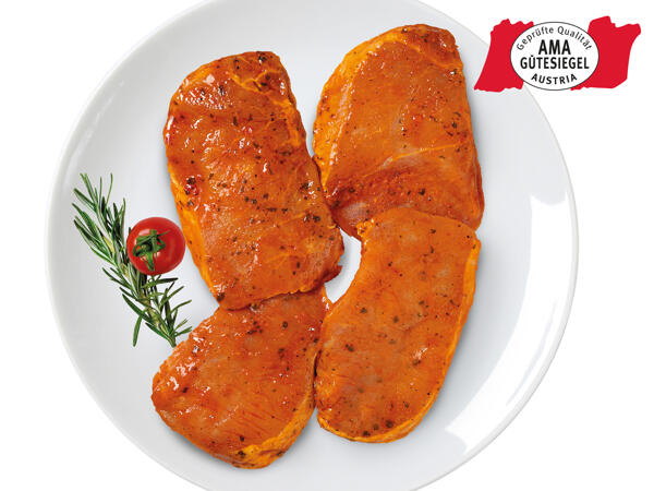 Frische Karree- oder Schopfsteaks mariniert