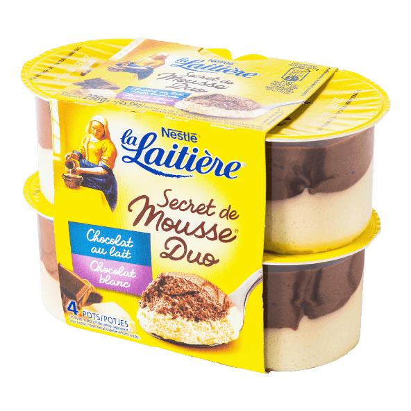 Mousseduo melkchocolade en witte chocolade, 4 st.