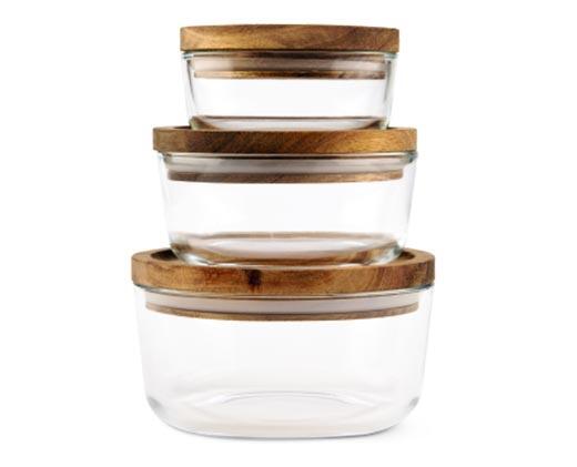 Crofton 6-Piece Glass Bowl Set with Acacia Lids - Aldi - US - Specials ...