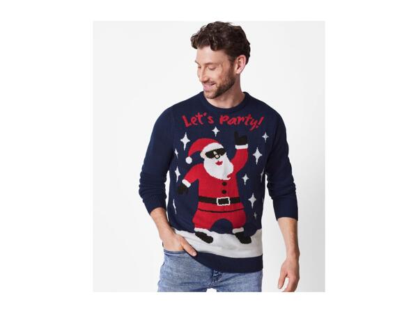 Esmara Men Men's Navy Premium Christmas Jumper With Lights & Music
