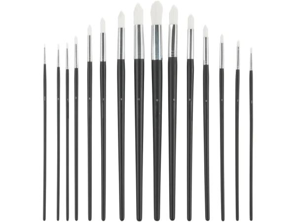 Round or flat brush set, 12 or 15 pieces