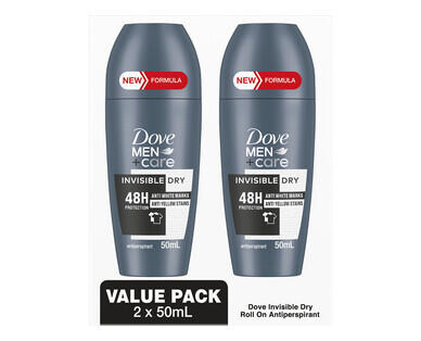 Dove Antiperspirant Roll-On Deodorant for Men or Women 2 x 50ml