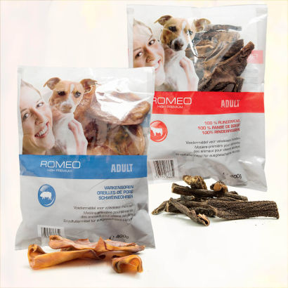 Oreilles de cochon ou panses de boeuf pour chiens