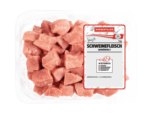 Frisches Schweinefleisch gewürfelt