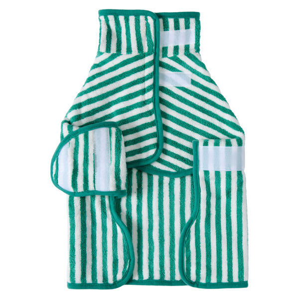 Heart to Tail Emerald Stripe Wearable Pet Towel - L