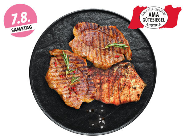 Frische Karree- oder Schopfsteaks mariniert