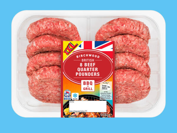Birchwood XXL 8 British Beef Quarter Pounders