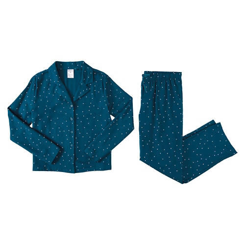 Ladies Flannel Pajama Set - Navy Blue, M