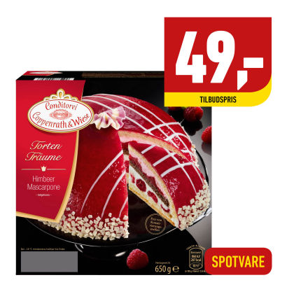 Hindbær- og mascarponekage