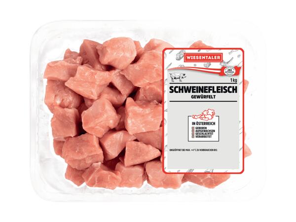 Frisches Schweinefleisch gewürfelt
