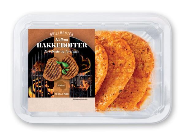 GRILLMESTER/GB MEATGROUP Kalkunhakkebøffer eller tacostrimler af gris