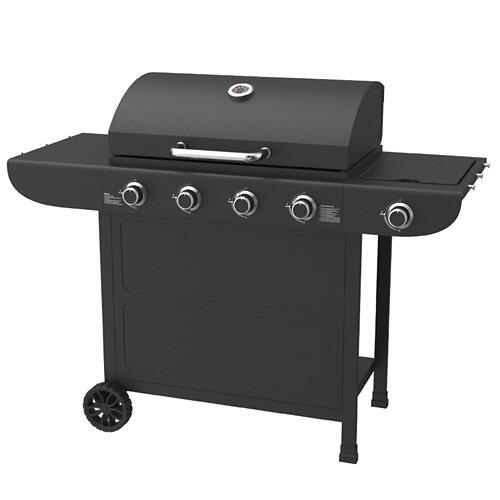 MR GRILL Gasgrill 4 Brenner + Seitenbrenner schwarz
