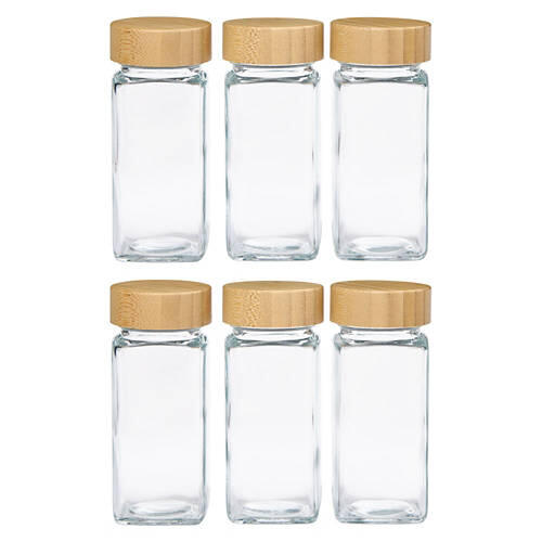 12 Piece Square Spice Jars with Bamboo Lid