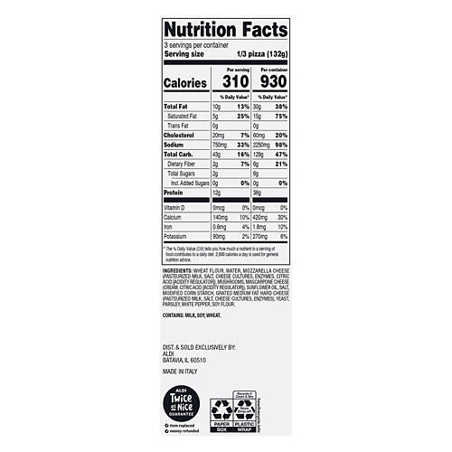 Mozzarella, Mushroom & Mascarpone Italian Pizza, 13.96 oz