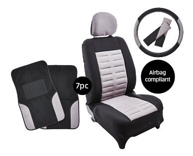 Car Front Seat Set 7pc — Black/Grey Trim