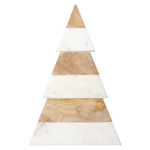 Holiday Marble Tree Shaped Wood Board