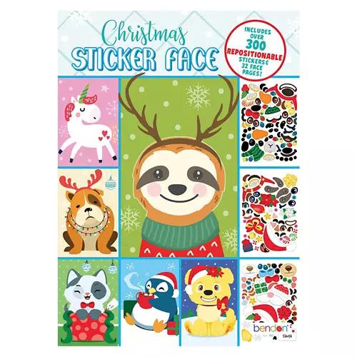Christmas Wacky Face Stickers - Sloth Holiday