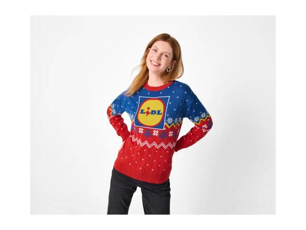 Ladies' Blue & Red Lidl Christmas Jumper