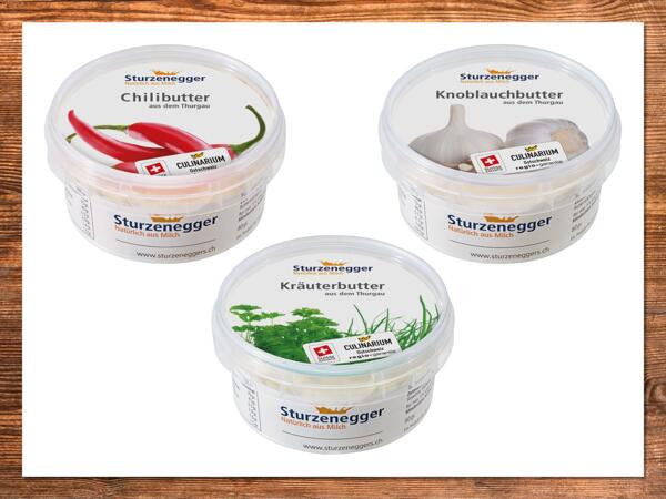 Beurre au piment/​aux fines herbes/​à l'ail (action valable uniquement en Suisse alémanique)