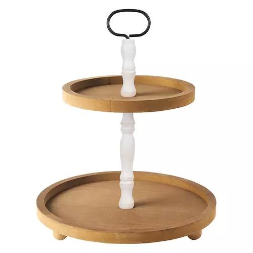 Spring Tiered Tray - Light Toned Wood