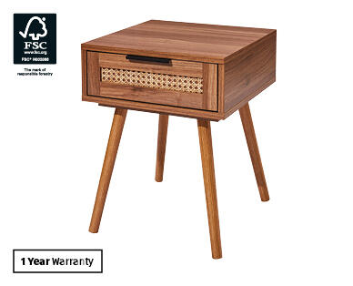 Rattan Bedside Table – Walnut Rattan