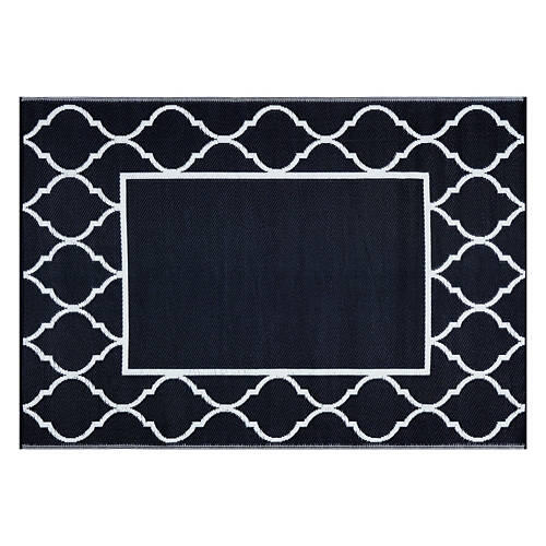 5' x 7' Reversible Indoor/Outdoor Rug - Navy Border