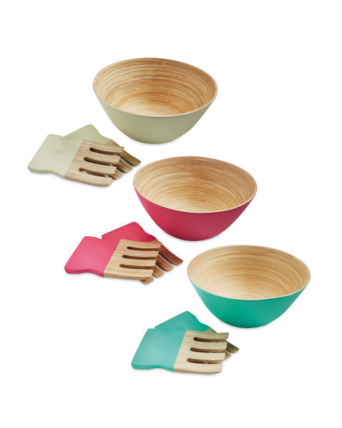 Bamboo Salad Bowls and Salad Servers