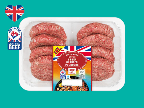 Birchwood 8 British Beef Quarter Pounders