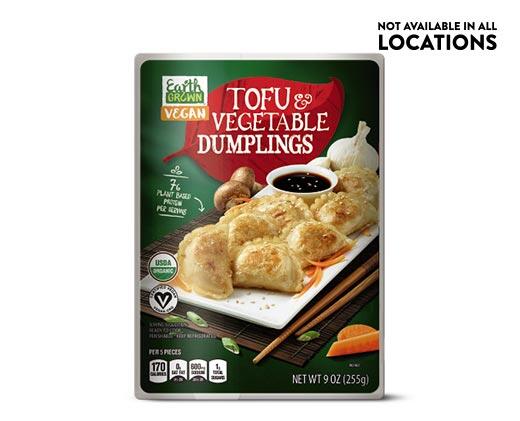 Earth Grown 
 Vegan Dumplings Tofu Vegetable or Thai Basil