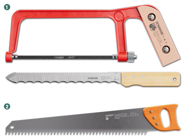 Dämmstoffmesser und Bügelsäge/Leichtbetonsäge