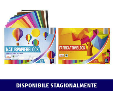 BLOCCO DI CARTA NATURALE/DI CARTONCINI COLORATI