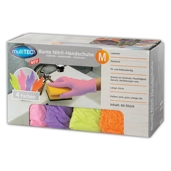 Bunte Nitril-Handschuhe 80er-Pack