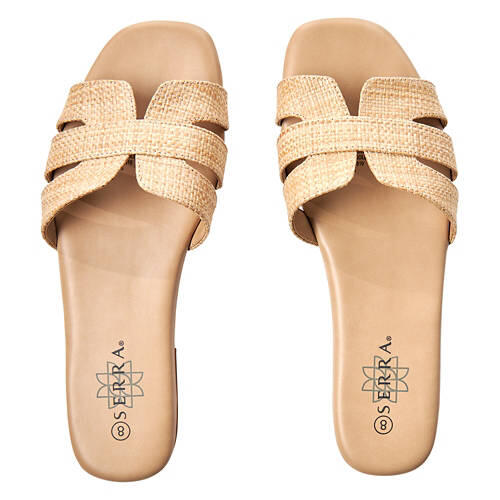 Ladies Woven Slide Sandals - Tan, 9