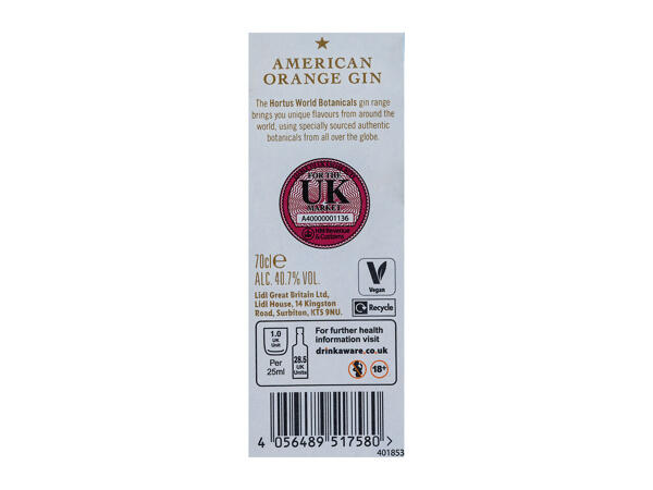 Hortus World Botanicals American Orange Gin
