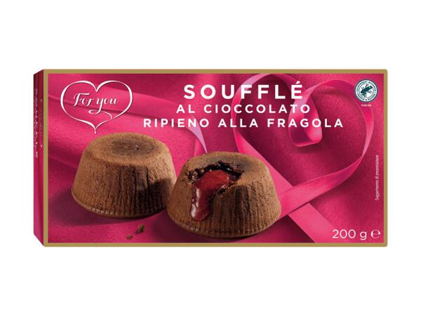 Chocolate Soufflé with Strawberries