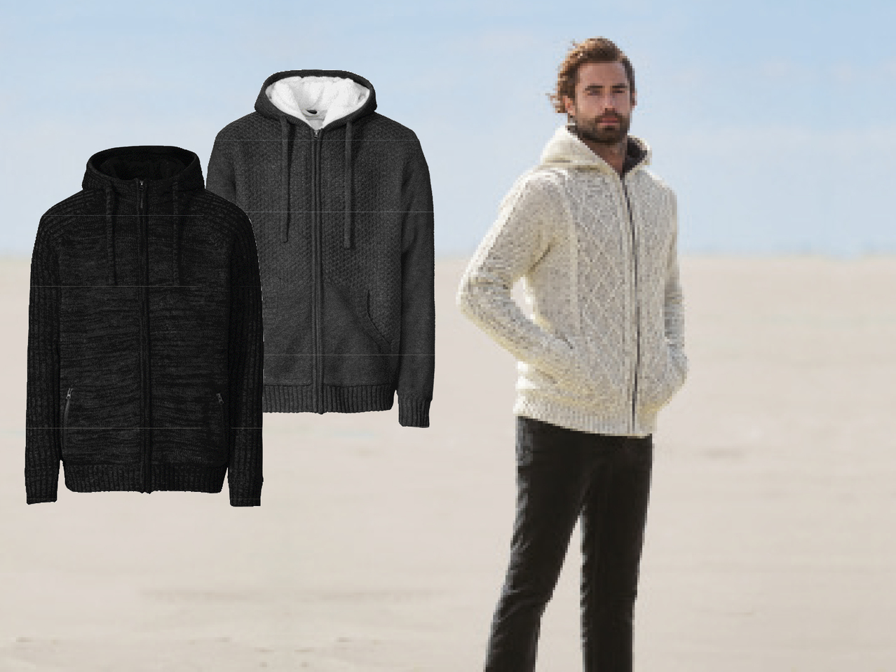 LIVERGY Men's Chunky Knit Hoodie