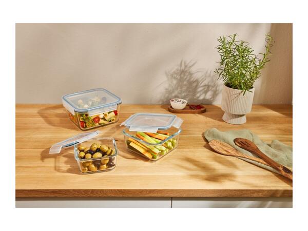 Livarno Home Square Glass Food Storage Containers - 3 Piece Set