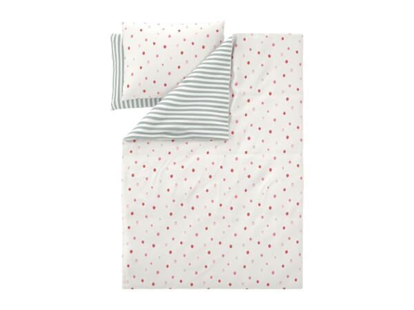 Microfibre Satin Duvet Cover Set With Strawberry Pattern - Double