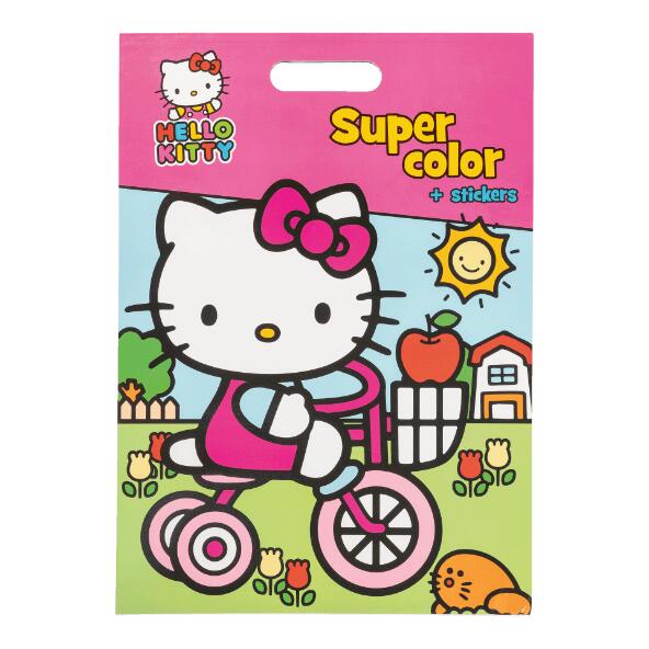 Hello Kitty(R)/ Mattel(R)/ Warner Bros(R) 				Grand album de coloriage avec autocollants
