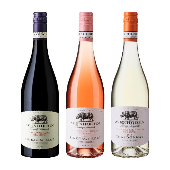AVENHOORN 	 				Chardonnay, Shiraz-Merlot eller Pinotage rosé