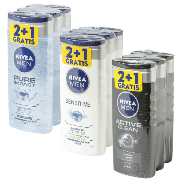 Gel douche pour hommes Nivea, 3 pcs
