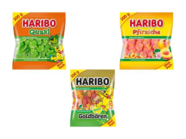 Quaxi, pêches, oursons d'or acidulés Haribo