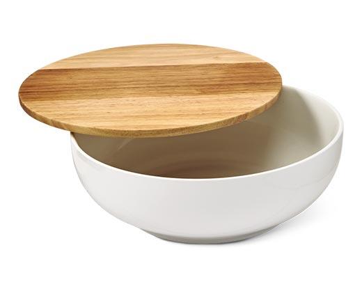 Crofton 
 Porcelain Serving Bowl with Wood Lid