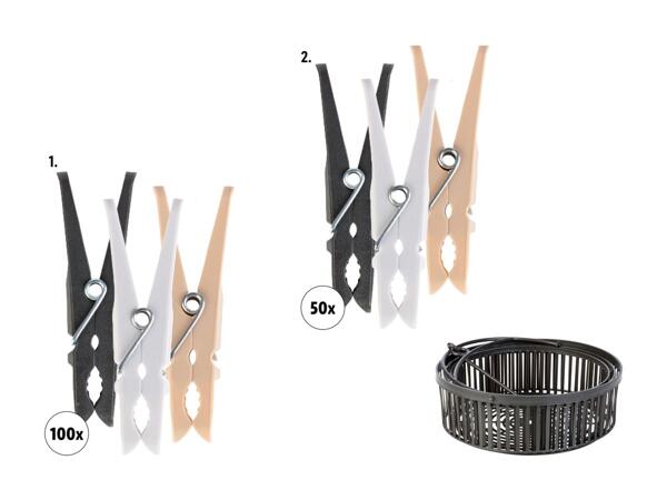 Pinces à linge/​corbeille télescopique et pinces à linge
