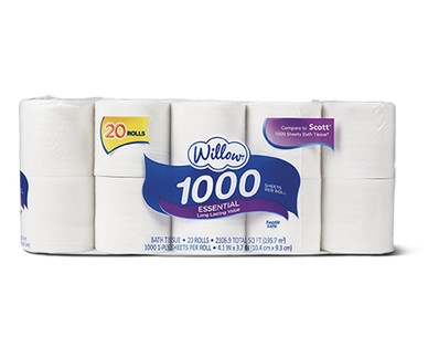 Willow 20 Roll 1000ct Bath Tissue