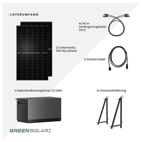 GREEN SOLAR Balkonkraftwerk Boden/Wand/Balkon