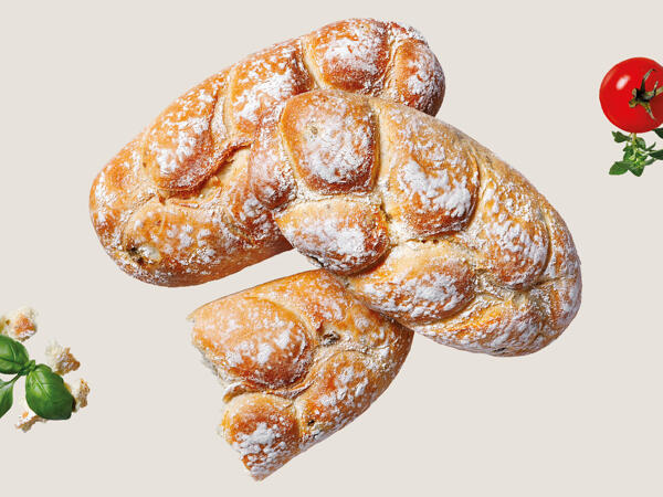Olivenweckerl mit Ährenmuster