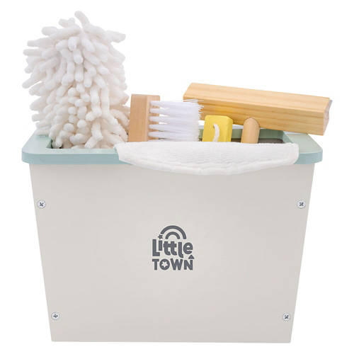 Kids Wooden Kitchen Accessories Toy Play Set - Cleaning Set