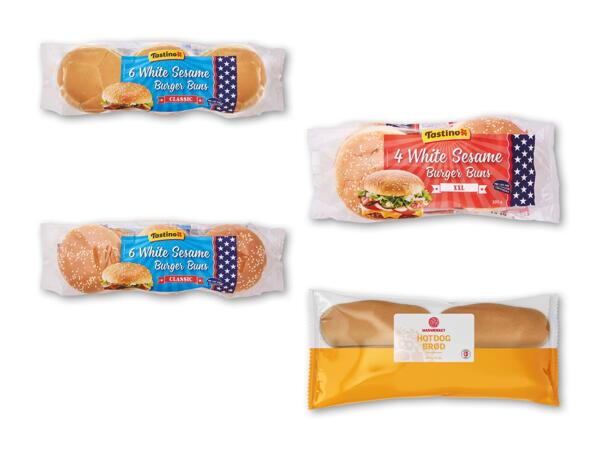 Burgerboller eller store hotdogbrød